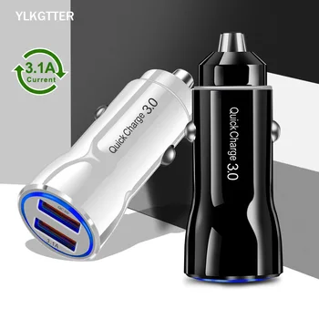 

YLKGTTER Dual USB Output 3.1A/QC3.0 Smart Car Charger for Iphone X/11 XIAO MI Note 10 Huawei Mate30 High Current Mini Carcharger