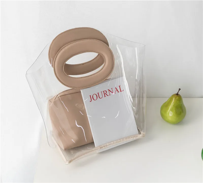 khaki Женская Ручная сумка брендовая прозрачная пляжная сумка Bolsa Feminina Чехол Сумочка PU Сумка кошелек японский клатч открытый - Цвет: khaki