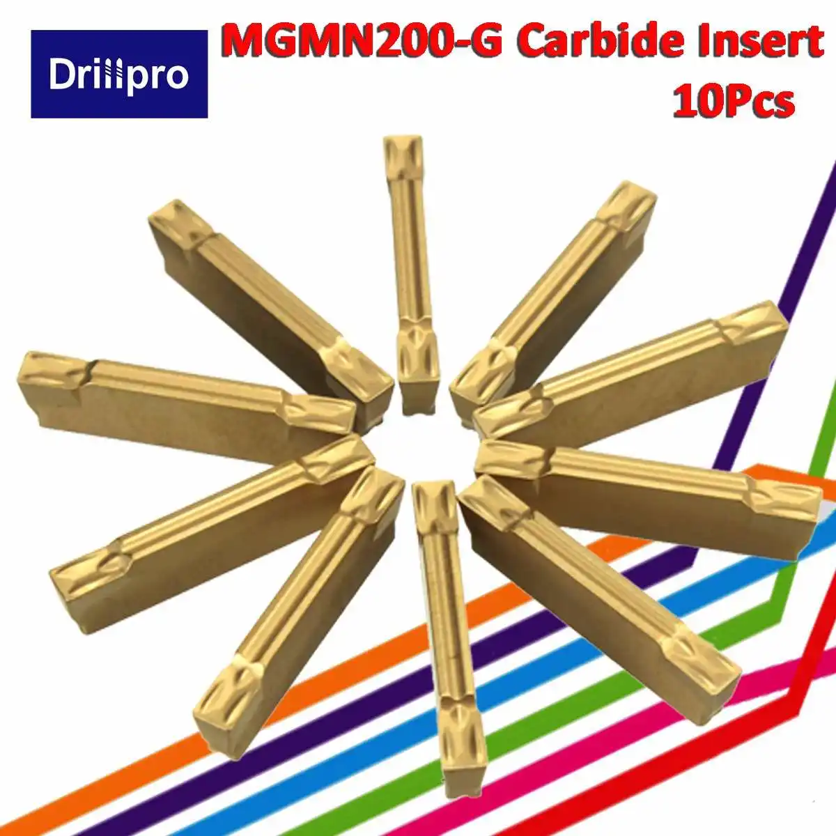10pcs MGMN200-G 2mm Carbide Inserts for MGEHR//MGIVR Grooving Cut-Off Tool NEW