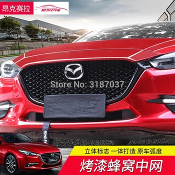 

For Mazda 3 Axela 2017 2018 Front Bumper Grill Upper Grille Black Center Racing Grill Grille Protector
