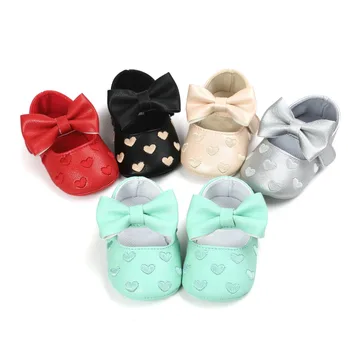 

8 Colors PU Leather Baby Boy Girl Baby Moccasins Shoes Heart Bow Fringe Soft Soled Non-slip Footwear Crib Shoes