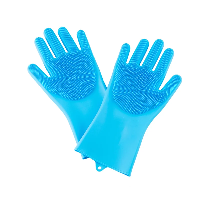 1 пара кухонных перчаток силиконовые хозяйственные перчатки для уборки Волшебные силиконовые перчатки для мытья посуды для кухни Высокое качество чистящее средство - Цвет: Y81231-1