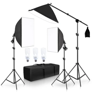 

Photography Softbox Lighting Kit Continuous Lights Photo Equipment Studio Accessories With Cantilever Frame Support System