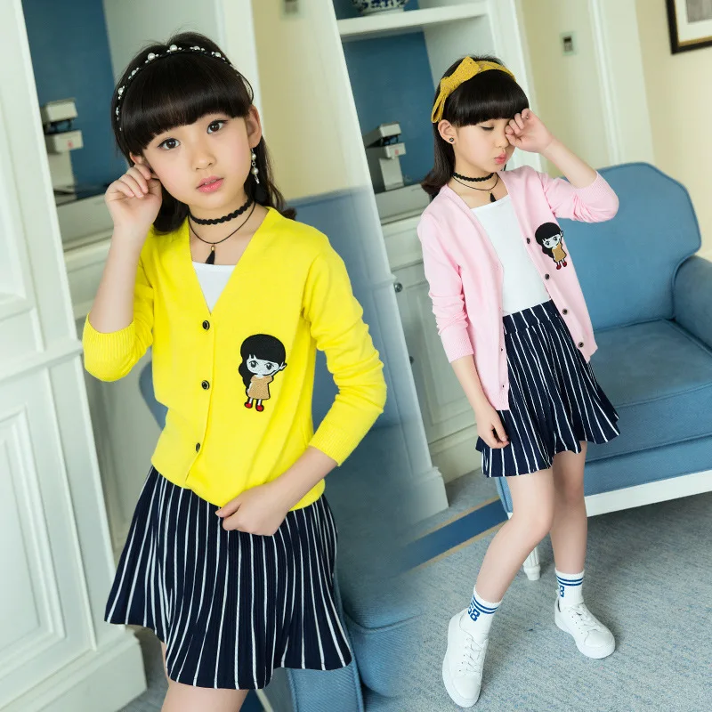 

Girls Doll Knitted Sweater Cardigan 2019 Autumn New Style Korean-style Big Boy Thin Spring And Autumn Tops