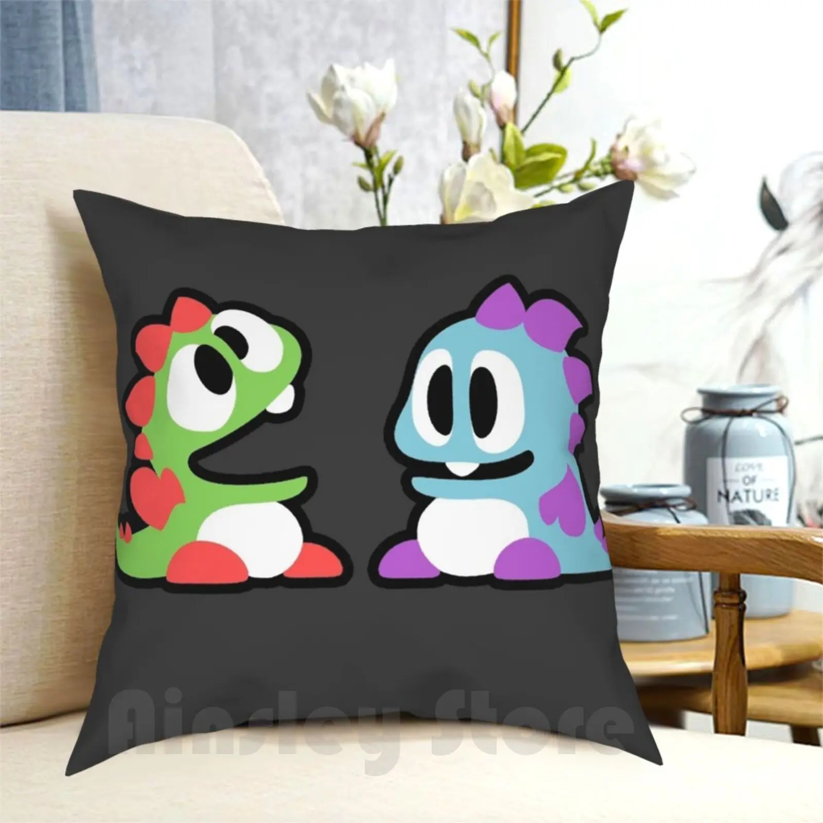 Federa Per Cuscino Bubble Bobble Stampata Cuscino Da Tiro Morbido Per La Casa Bubble Bobble Nes Gaming Videogiochi Retrò Anni '80
