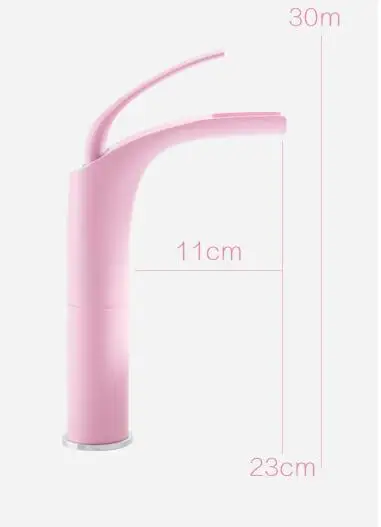 tall waterfall Смесители для раковины розовый любовь цвет водопад смеситель для ванной комнаты горячая и холодная раковина смеситель кран латунный раковина кран - Цвет: tall waterfall