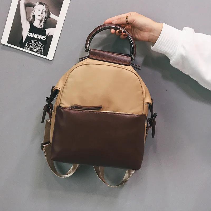 WESTCREEK брендовый маленький женский рюкзак из искусственной кожи, нейлоновый рюкзак для колледжа, Модный женский рюкзак, Повседневная сумка на плечо - Цвет: Хаки