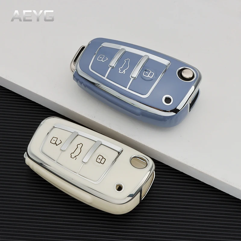 Moda Tpu Portachiavi Per Auto Copertura Completa Shell Fob Per Audi A3 A4 A5 C5 C6 8L 8P B6 B7 B8 C6 Rs3 Q3 Q7 Tt 8L 8V S3 Accessori Supporto