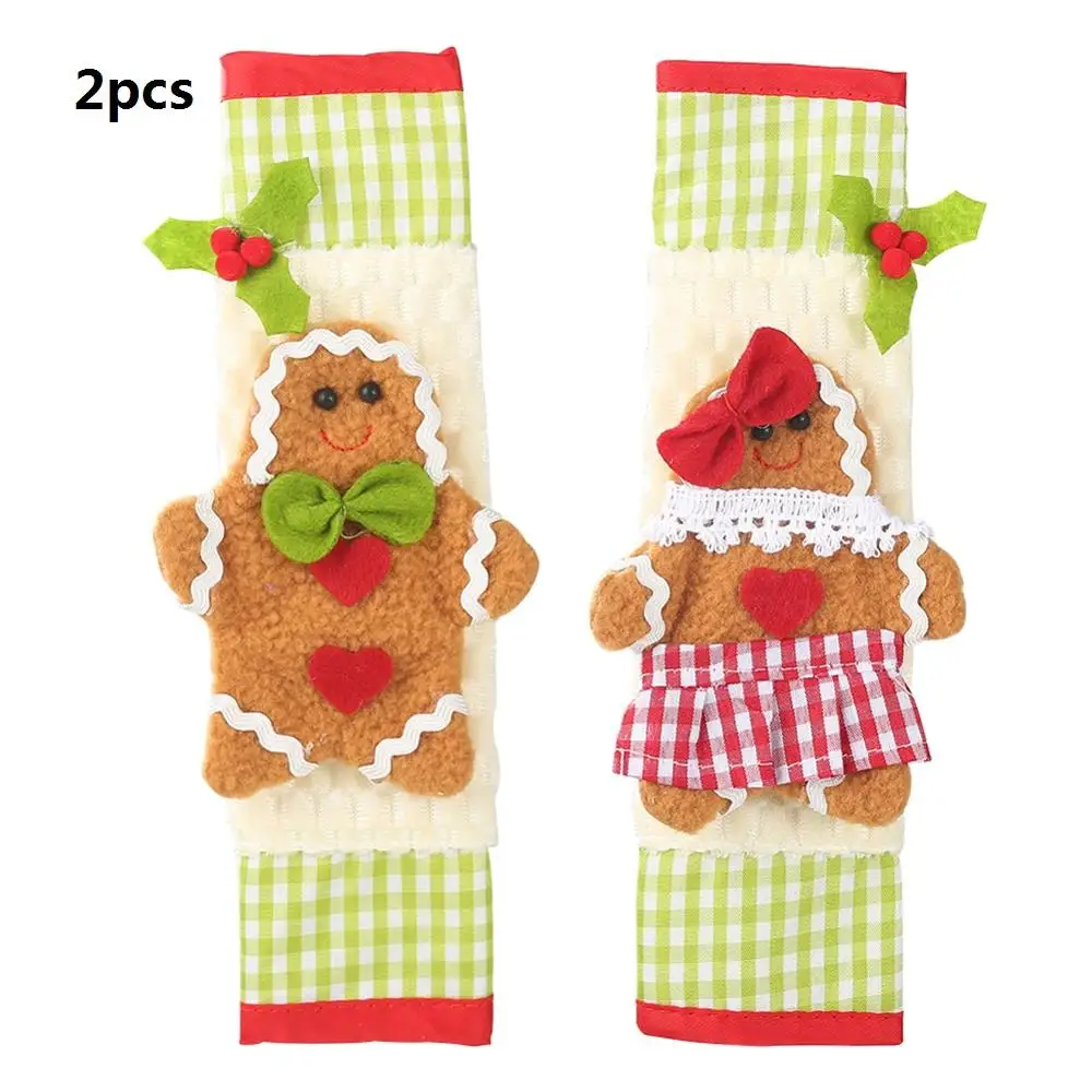 2pcs 01 2-4 шт рождественские дверные ручки для холодильника, крышки для микроволновой печи, посудомоечной машины, кухонные приборы, перчатки, дверная ручка, тканевый протектор - Цвет: 2pcs 01