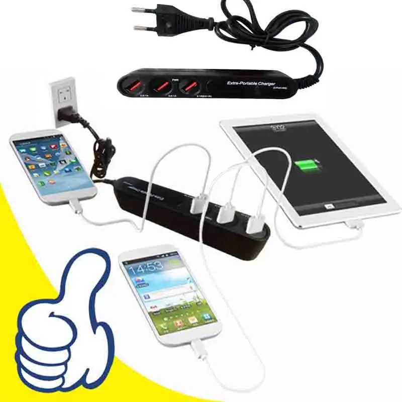 Сетевой удлинитель с вилкой для ЕС/США 3 порта многофункциональная дорожная