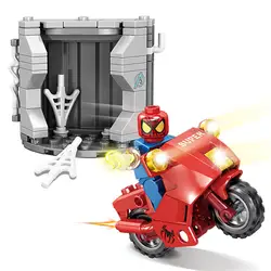2020 Marvel мстители Супер Герои Человек-паук вдали от дома Человек-паук яд мотоцикл выставочный зал строительные блоки кирпичи детские игрушки