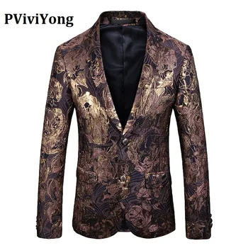 

PViviYong Brand 2019 high quality suit top for men，men Blazer British Style banquet party suit men slim fit suit jacket men 1912