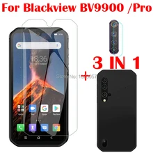 3-em-1 caso + câmera de vidro temperado para blackview bv9900 pro protetor de tela de vidro para blackview bv9900 bv9900e 2.5d vidro