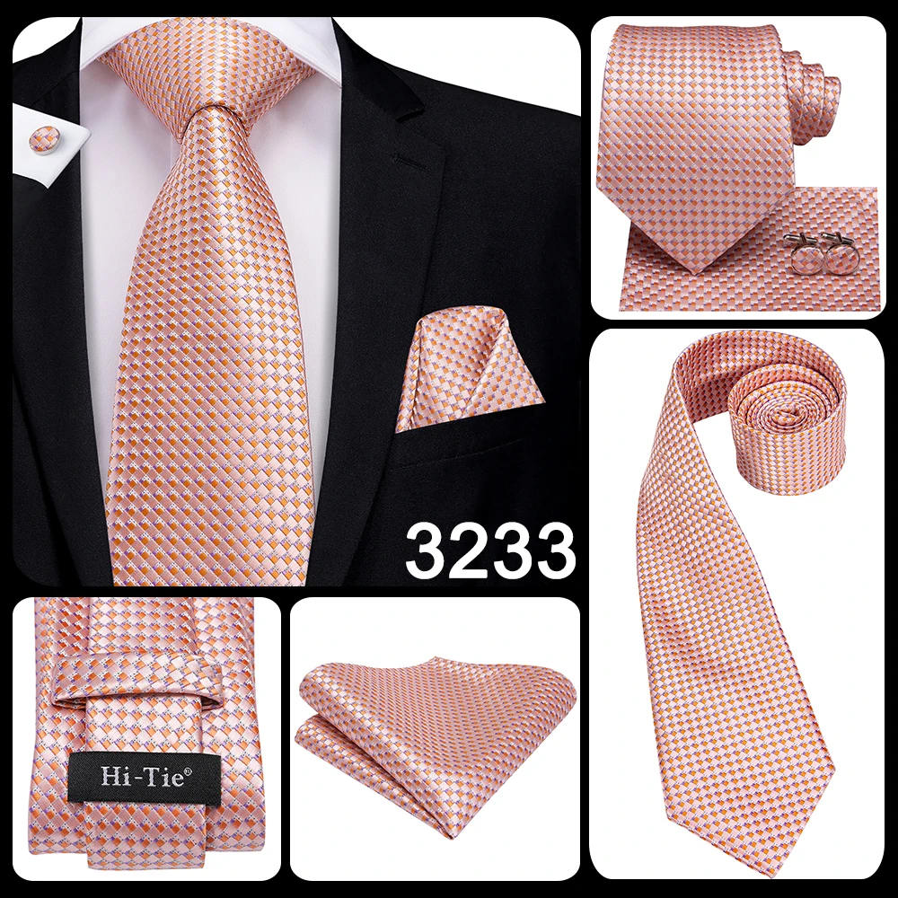 Hallo-Krawatte männer Binden Set Orange Schwarz Paisley Silk Hochzeit Krawatten Für Männer Neue Mode-Design Qualität Hanky manschettenknöpfe Set Dropshipping – Detail 13