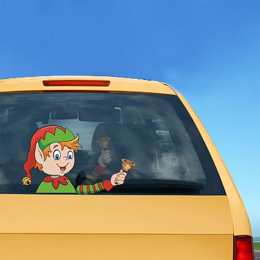 Санта-Клаус, наклейка на заднее стекло автомобиля, рождественский стиль автомобиля, забавные развевающиеся руки, задние наклейки на ветровое стекло, авто украшение, наклейка s