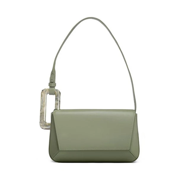 light green Новая дизайнерская Лоскутная сумка на плечо для женщин, полимерная акриловая прямоугольная пряжка, несимметричная Геометрическая подмышка, клатч, панельная женская сумка - Цвет: light green