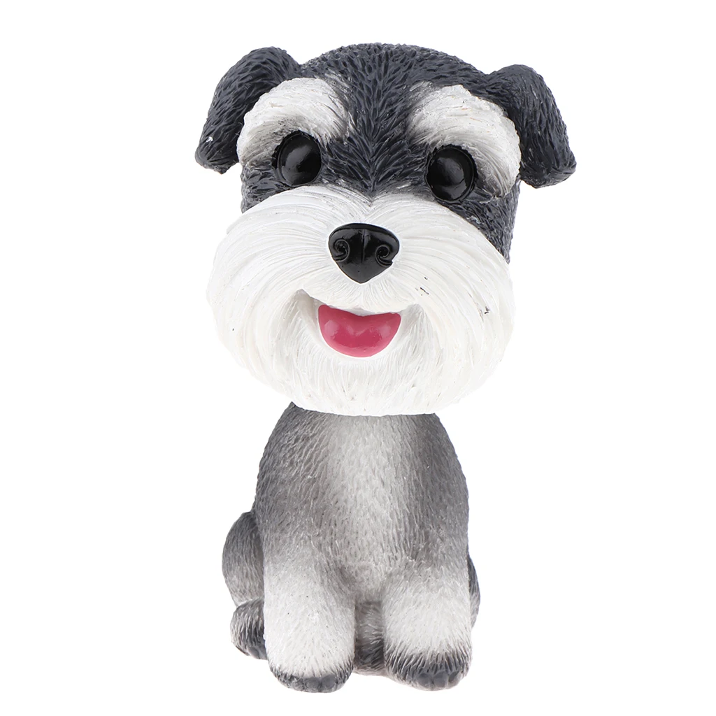 Cute Resin Schnauzer Bobbing Head Dog Puppy Bobble Head Auto Car Dashboard Decors Ornaments Toys