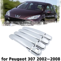 Luxury Chrome Door Handle Cover Tim Protection Cover for Peugeot 307 2002 2003 2004 2005 2006 2007 2008 Car Accessorise Sticker