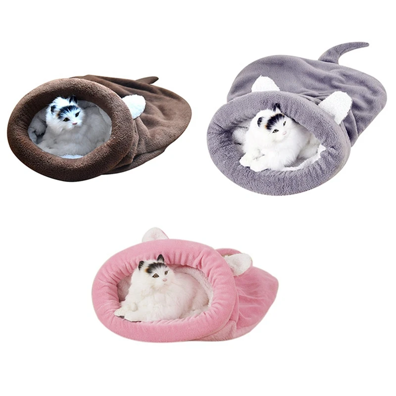 Кровать для домашних животных, теплый кашемировый коралловый флис, спальный мешок для кошек, для щенков, маленьких собак, коврик для кошек, мягкая спальная кровать, товары для домашних животных