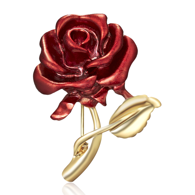 Rose Flower Rhinestone Brooch Pin for Women Fashion Wedding Christmas Party Coat Dress Suit Jewelry Valentine's Day Gift