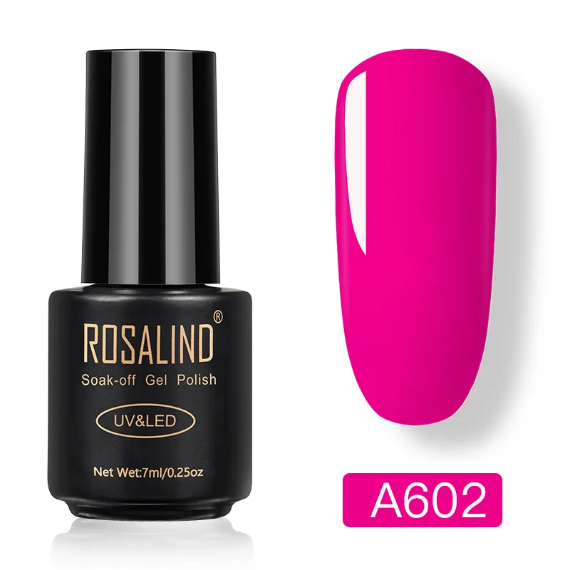 ROSALIND гель для ногтей Полупостоянный Гибридный лак УФ светодиодный лак для ногтей Гель-лак для маникюра дизайн ногтей верхнее и Базовое покрытие - Цвет: 7ml neon A602