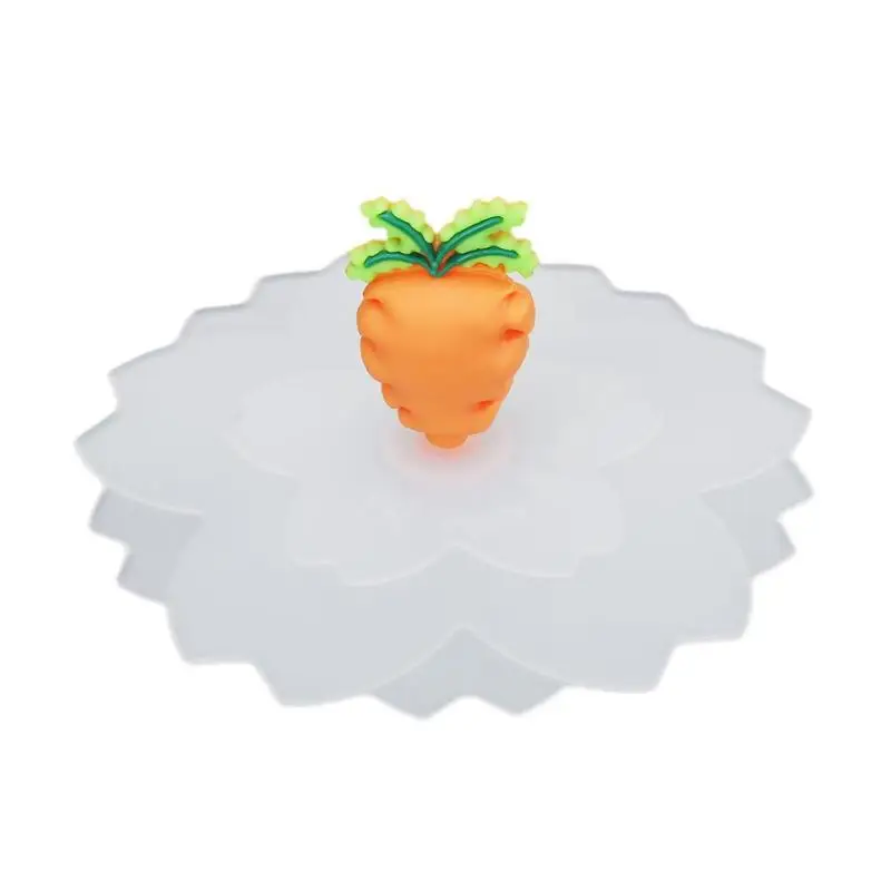 Carrot Милая Крышка для питьевой воды, силиконовая крышка для чаши против пыли, крышка для чашки, уплотнения, стеклянные кружки, крышка, универсальные многоразовые силиконовые Эластичные крышки - Цвет: Carrot