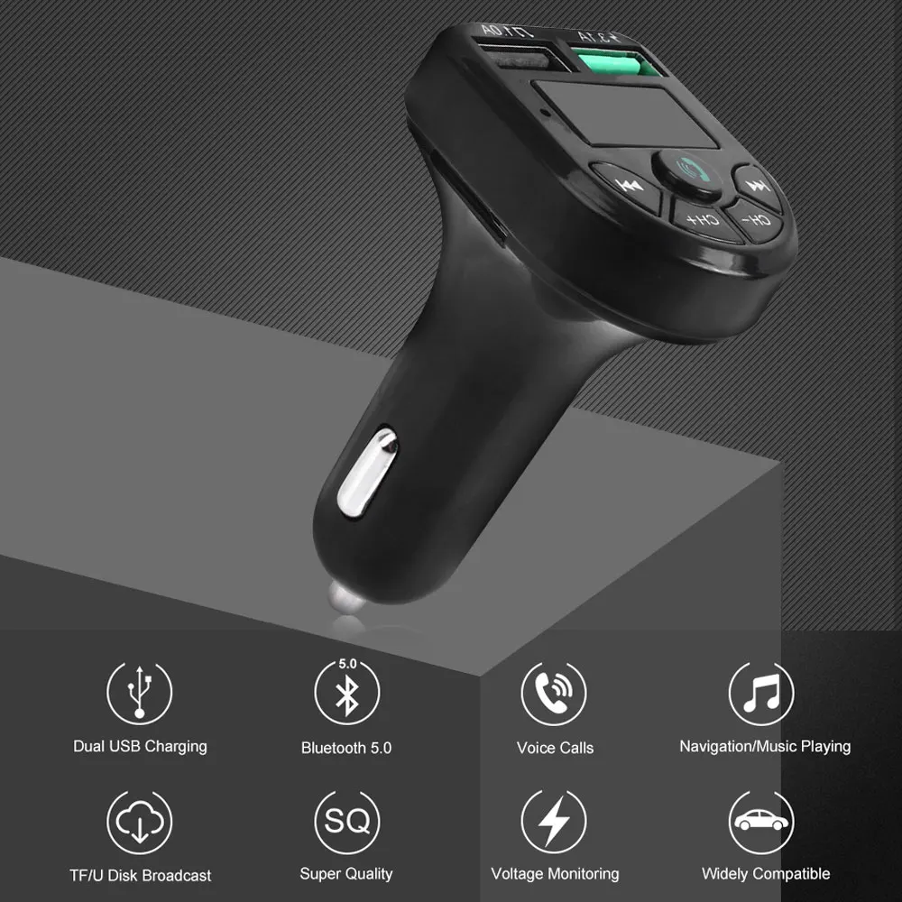 Портативный Bluetooth 5,0 приемник Автомобильное зарядное устройство FM MP3 автомобильный микрофон Громкая связь Bluetooth аудио приемник