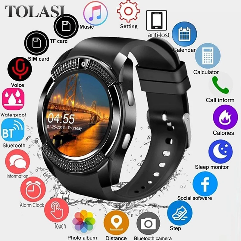 

Smartwatch Touch Screen Wrist Watch with Camera/SIM Card Slot Waterproof Smart Watch Bluetooth movement SmartWatch Men Bluetooth