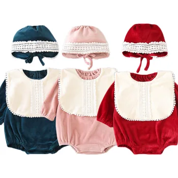

Baby Boy Girl Bodysuit Spring Summer 2020 Newborn Baby Clothes Girl Long Sleeve Cotton Princess Infant Girls Jumpsuit With Hat