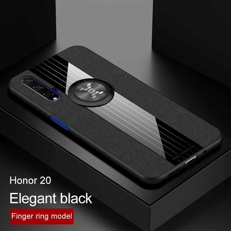 black and ring Мягкая силиконовая Противоударная накладка на бампер huawei Honor 20 чехол на магните с отделениями для карт, кольцо задняя крышка для huawei Honor 20 Pro Чехол чехол для телефона - Цвет: black and ring