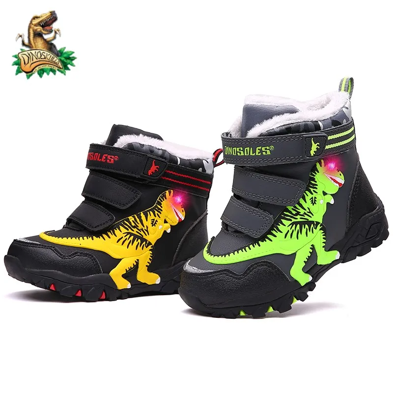 Dinoskulls Kids 2020 зимние ботинки для мальчиков с подсветкой T Rex модные новые детские
