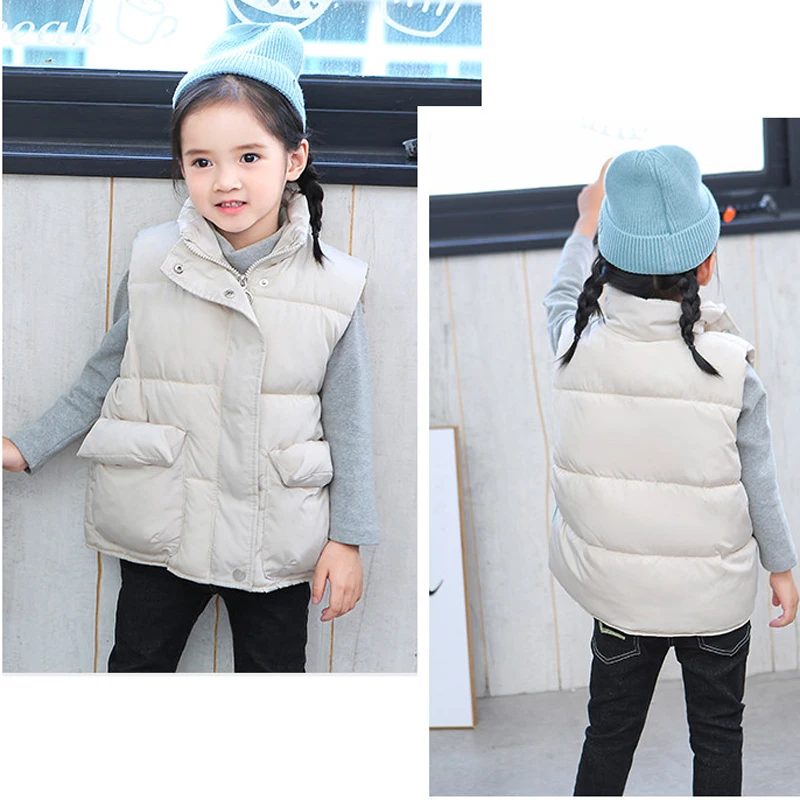 Thicken Winter Baby Girls Warm Outerwear Waistcoat Children Sleeveless Jacket Girl Winter Waistcoat 1 Piece Kids Clothes