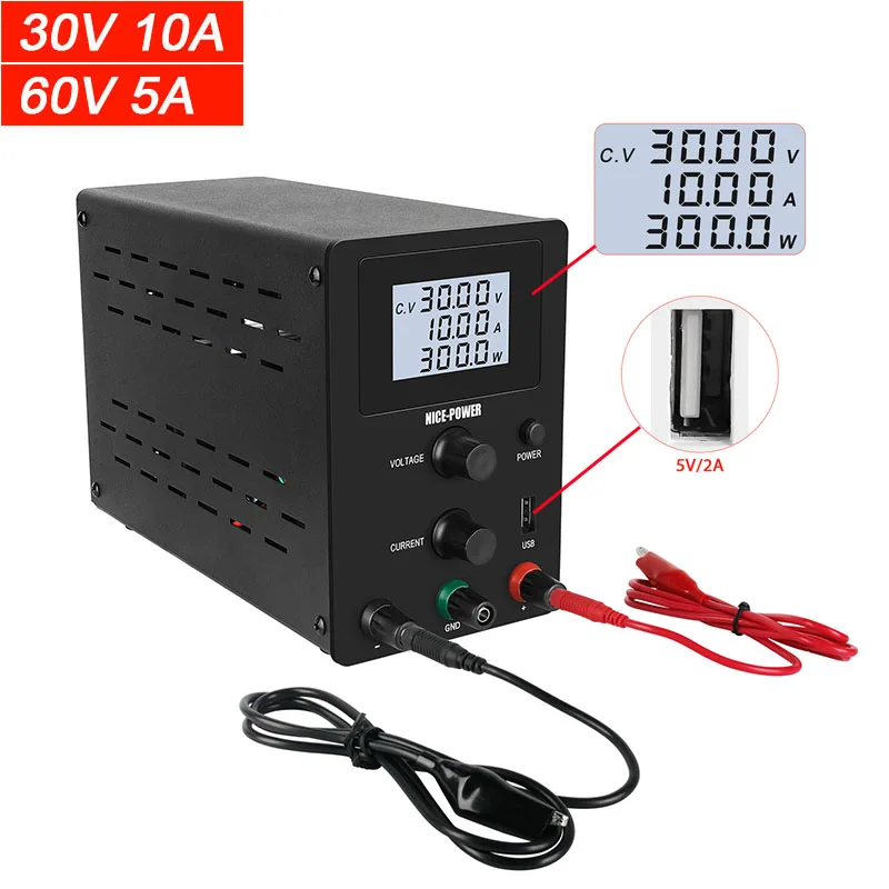 

High precision USB Digital adjustable lab power supply 30V 10A 60V 5A LCD Display switching DC regulated power-supply stabilizer