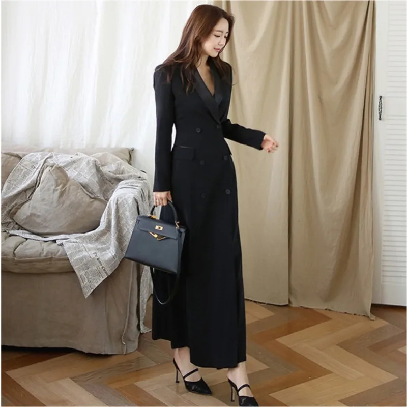 autumn winter Double-breasted Long Trench Women Slim Elegant overcoat Office ladies outwear coats Female Clothes
