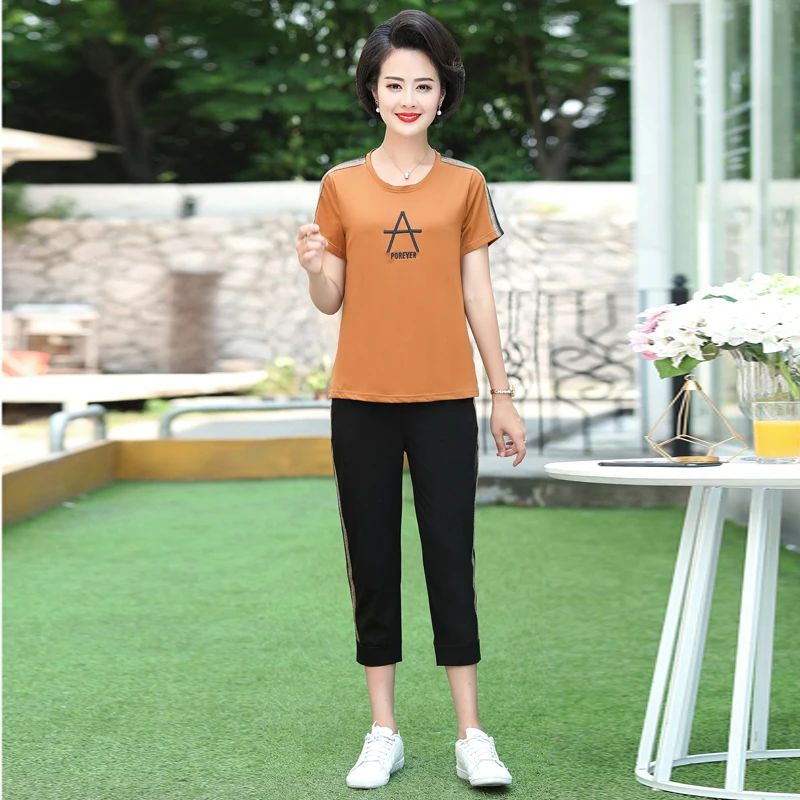 

2020 Spring Summer Women Short Sleeve Blouse And Black Cropped Pant 2 Piece Suit Set Female Casual Two Piece Trouset Set Clothes