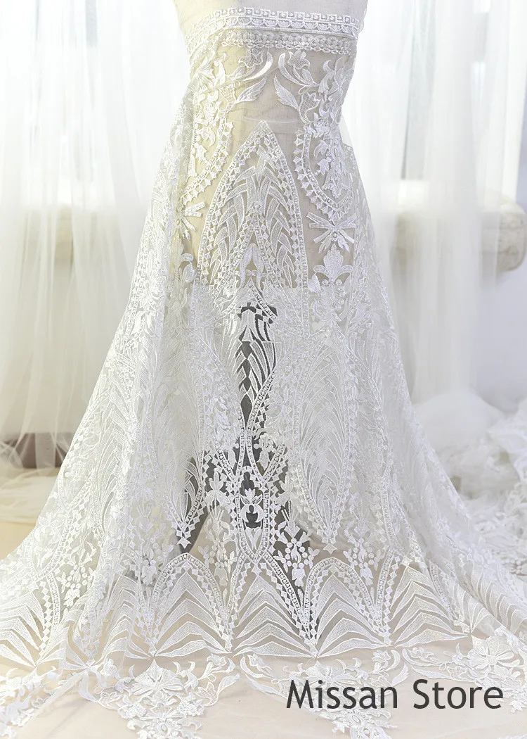 Кружевная свадебная ткань цвета слоновой кости 1 ярд|Ткани для свадебного платья|