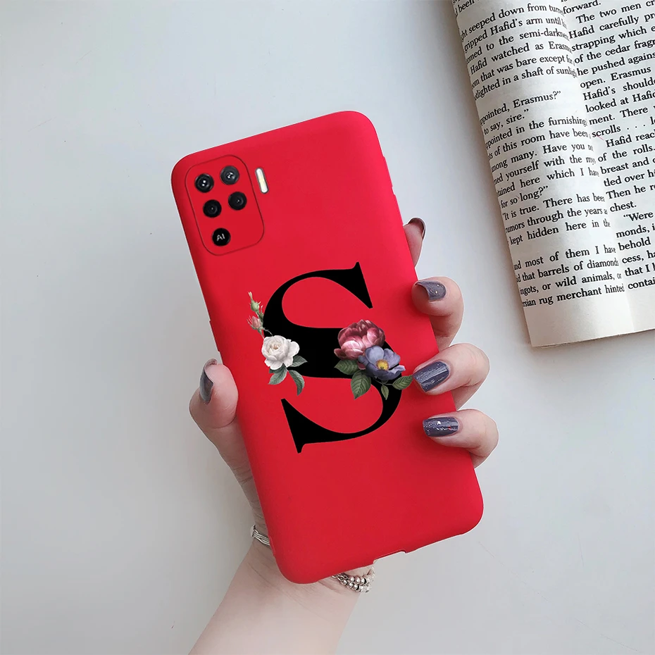 cases for oppo phones For Oppo Reno 5 Lite Case Letters Monogram ABC Flower Soft Silicone Back Cover For Oppo Reno5 Z Reno 5 F Z Lite 5F 5Z 5Lite Case oppo phone back cover Cases For OPPO