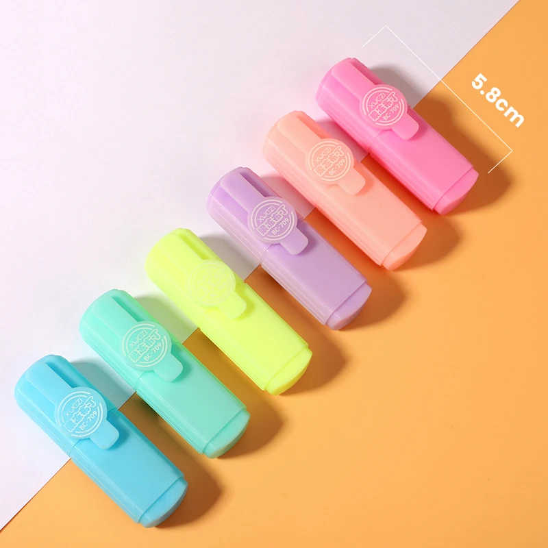 6PCS_Cute_Mini_Smiling_Face_Pill_Highlighter_Lovely_Cartoon_Painting_Pen_Marking_Pens_Students_Learn