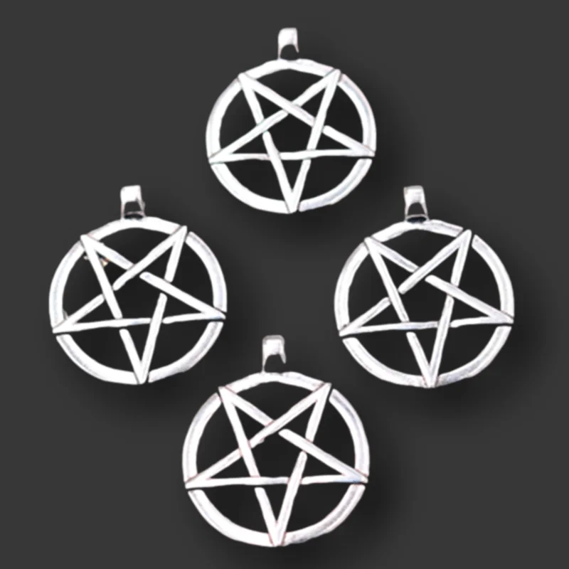 悪魔主義の金属ラベル,6個,中空ループ,五芒星ペンダント,diy