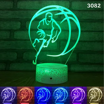 

3D LED Night light Acrylic luminaria lampara Play Basketball 7 Color Change Cool Crack USB Table lamp Christmas Birthday Gift​