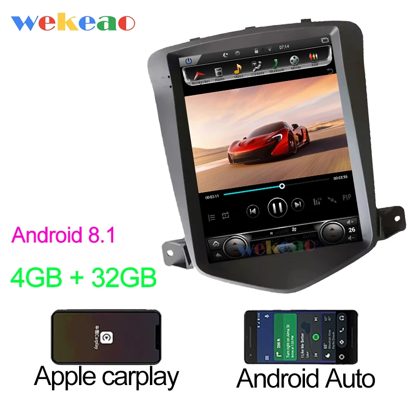 Android Car Radio Wekeao вертикальный экран Tesla style 10,4 ''1Din Android автомобильный Dvd мультимедийный плеер gps навигация Автомагнитола для Chevrolet Cruze - Цвет: Android Car Radio