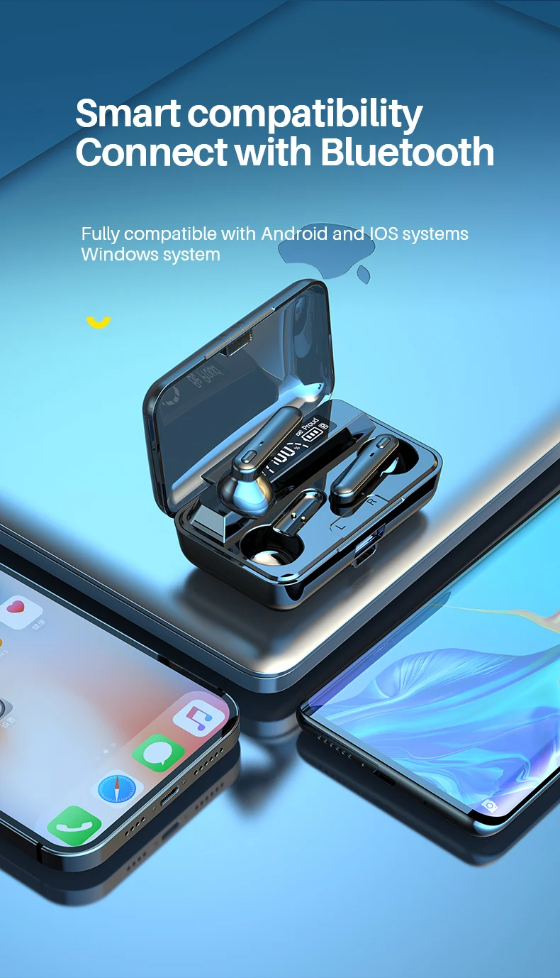Wireless Headphones TWS Earphone Bluetooth 5.1 With Microphones IPX7 Waterproof Noise Cancelling Bluetooth Headset Type C Charge