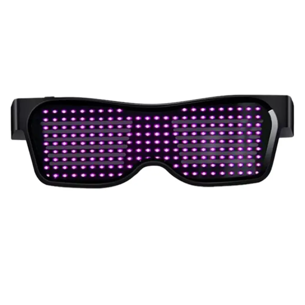 Hot USB Charge APP Control Eyeglasses Magic Bluetooth Led Party Glasses Multi-lingual Luminous Eye Glasses For Nightclub Party - Цвет: Pink