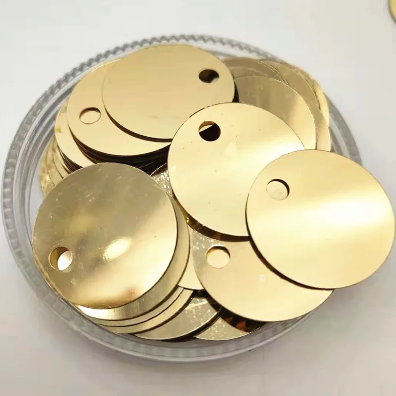 50g Large Round Sequins 20mm PVC Flat Round Paillette For Crafts Light Gold With 3mm Side Big Hole