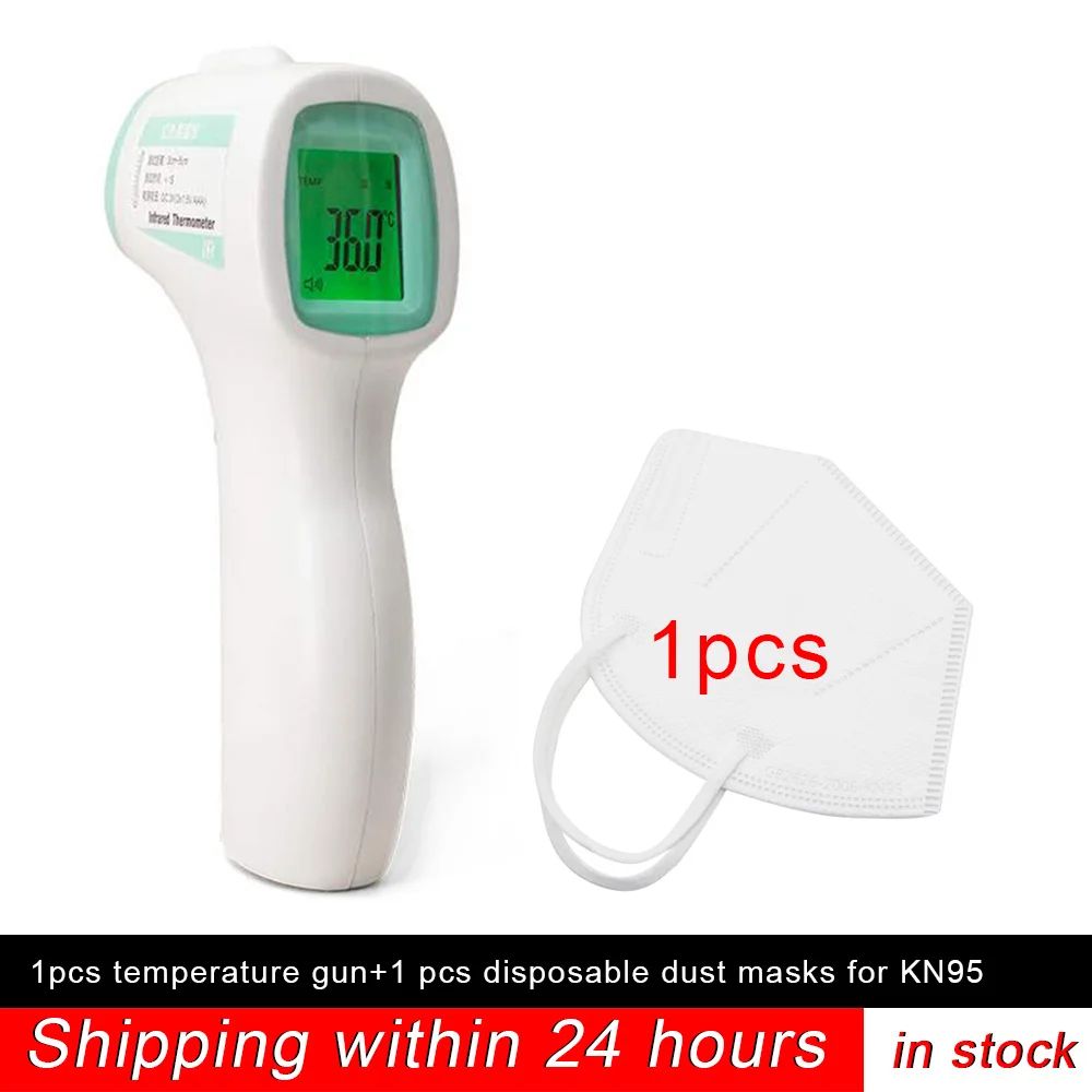 

Baby forehead Lcd Backlight Non-contact Termometro Digitale Temperature infrared gun+1 pcs disposable dust masks for KN95