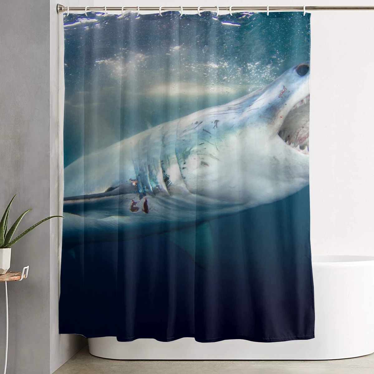 Shark 3D Print Nordic Style Shower Curtain Set Hook Home Decoration Bathroom Waterproof Customized Dropshipping Polyester