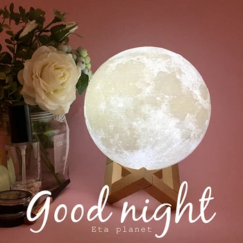 

3D Print Moon Lamp Novelty Lights 2 Colors Change Rechargeable Touch Switch Moon Light Magical Creative Gift AC 85-265V