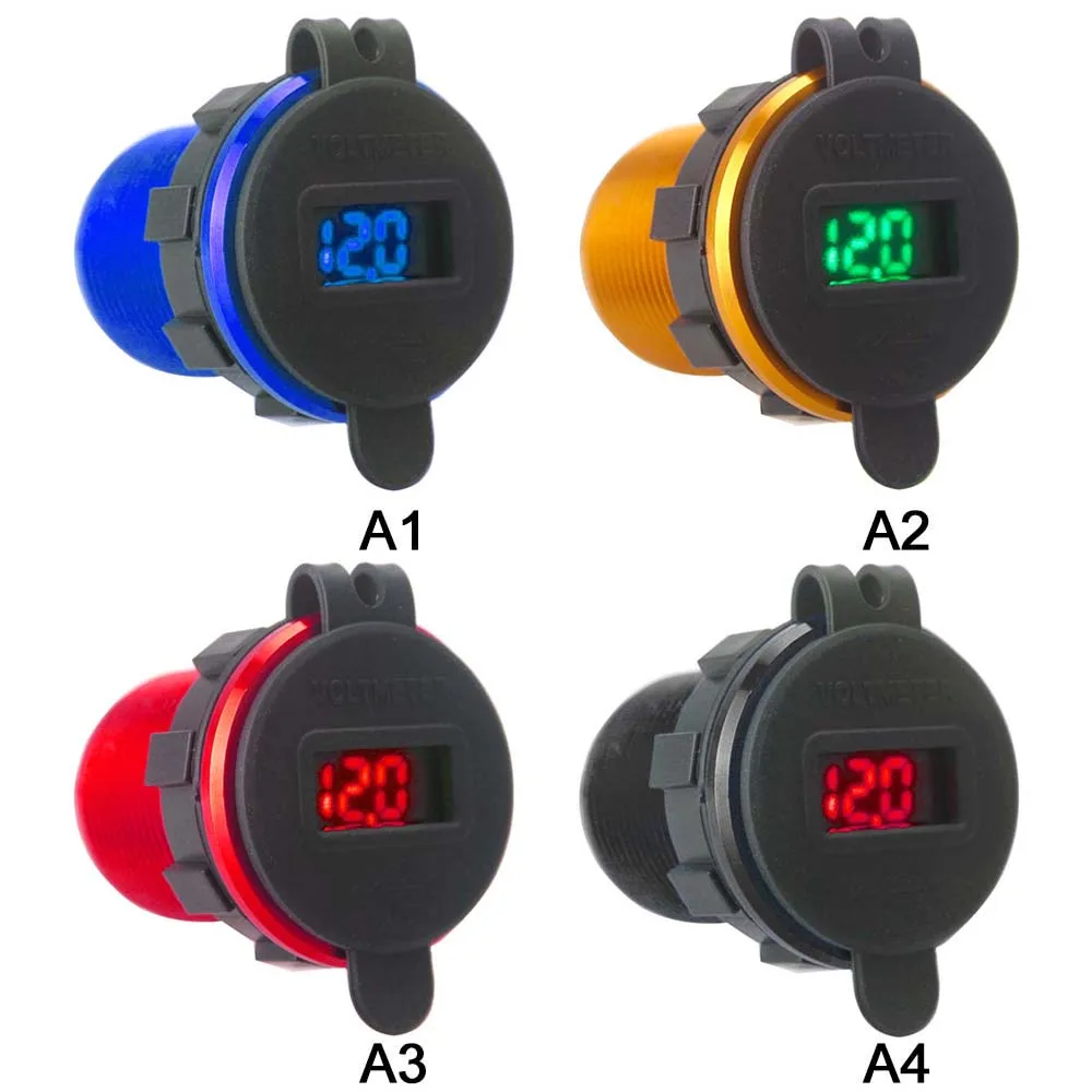 Автомобильное зарядное устройство с 2 USB QC 3,0 алюминиевое автомобильное зарядное устройство для мотоцикла и лодки светодиодный вольтметр для телефона и планшета