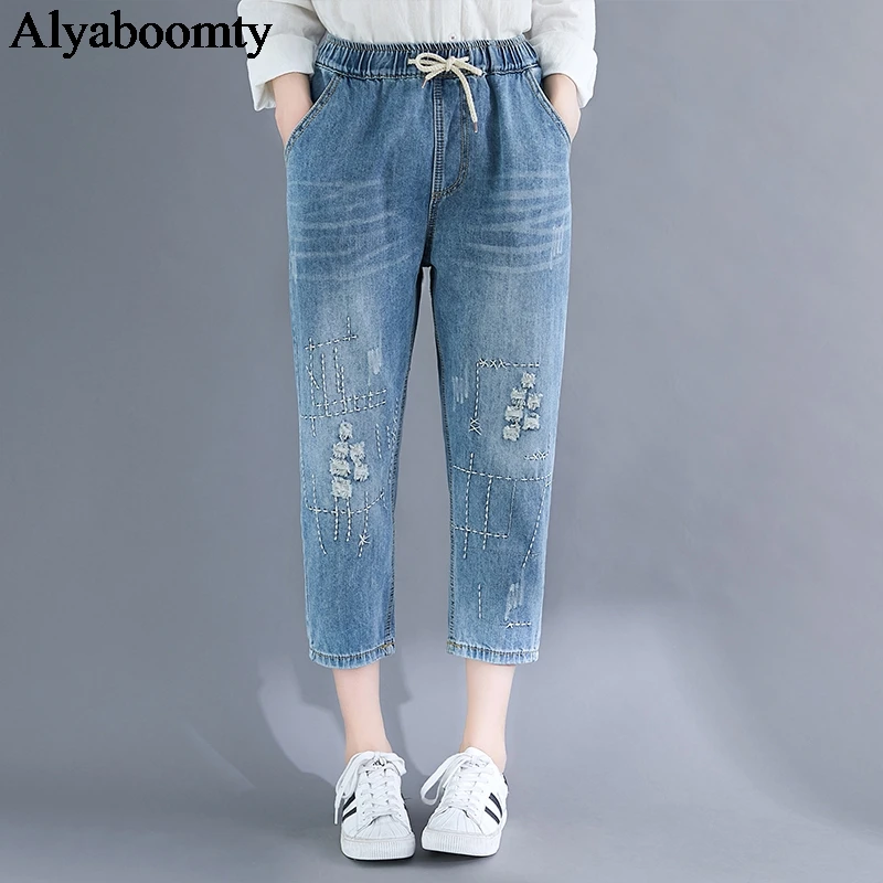 drawstring denim capris