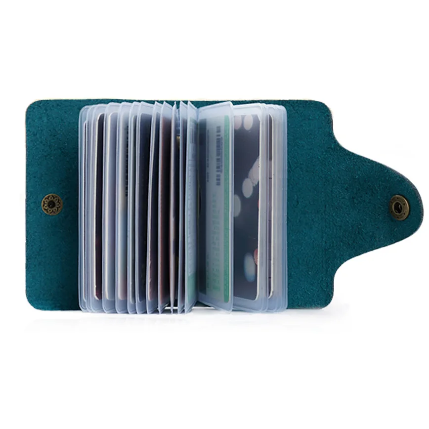 20 Card Slots Genuine Leather Card Holder Men Hasp Bussiness Credit Card Wallet Funtional Card Case for Credit Id Holder